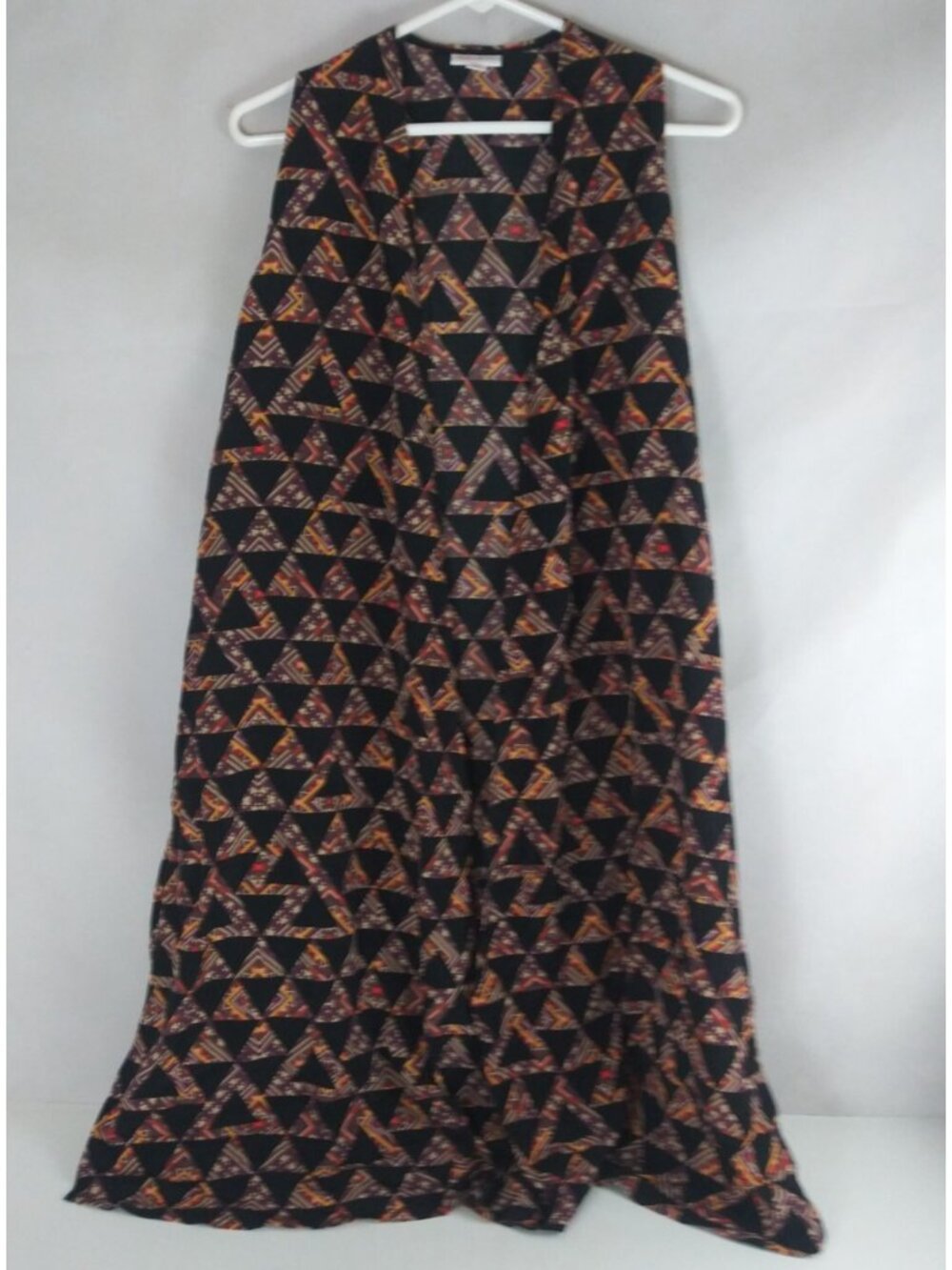 NWT Lularoe Joy Black Sleeveless Duster Vest With Triangles Design Size XS